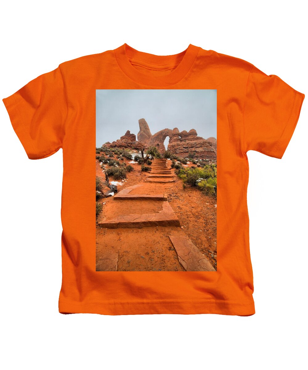 Arches Kids T-Shirt featuring the photograph Pathway to Portals by David Andersen