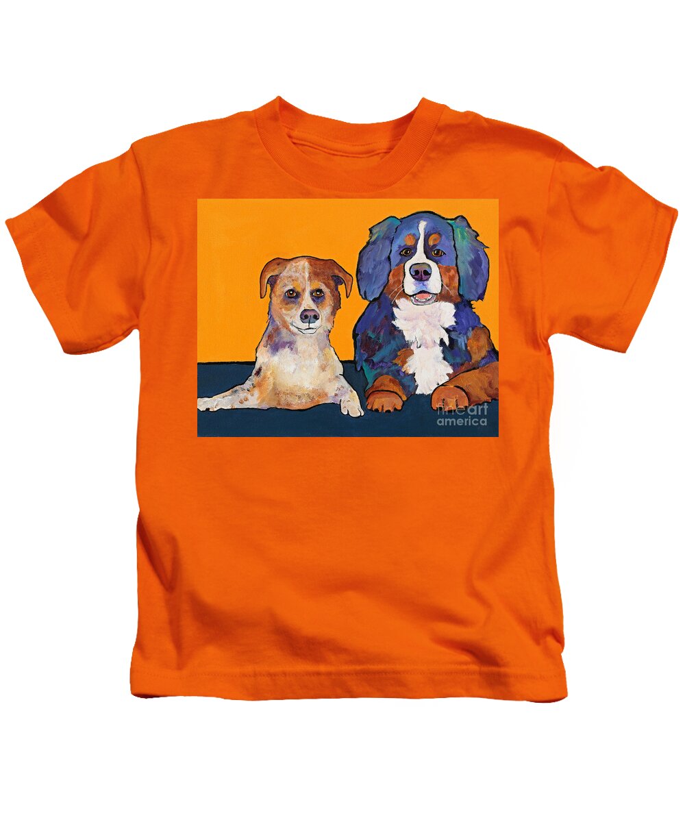 Pat Saunders-white Kids T-Shirt featuring the painting Playmates by Pat Saunders-White