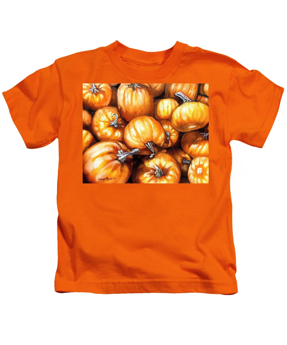 Pumpkins Kids T-Shirt featuring the painting Pumpkin Palooza by Shana Rowe Jackson
