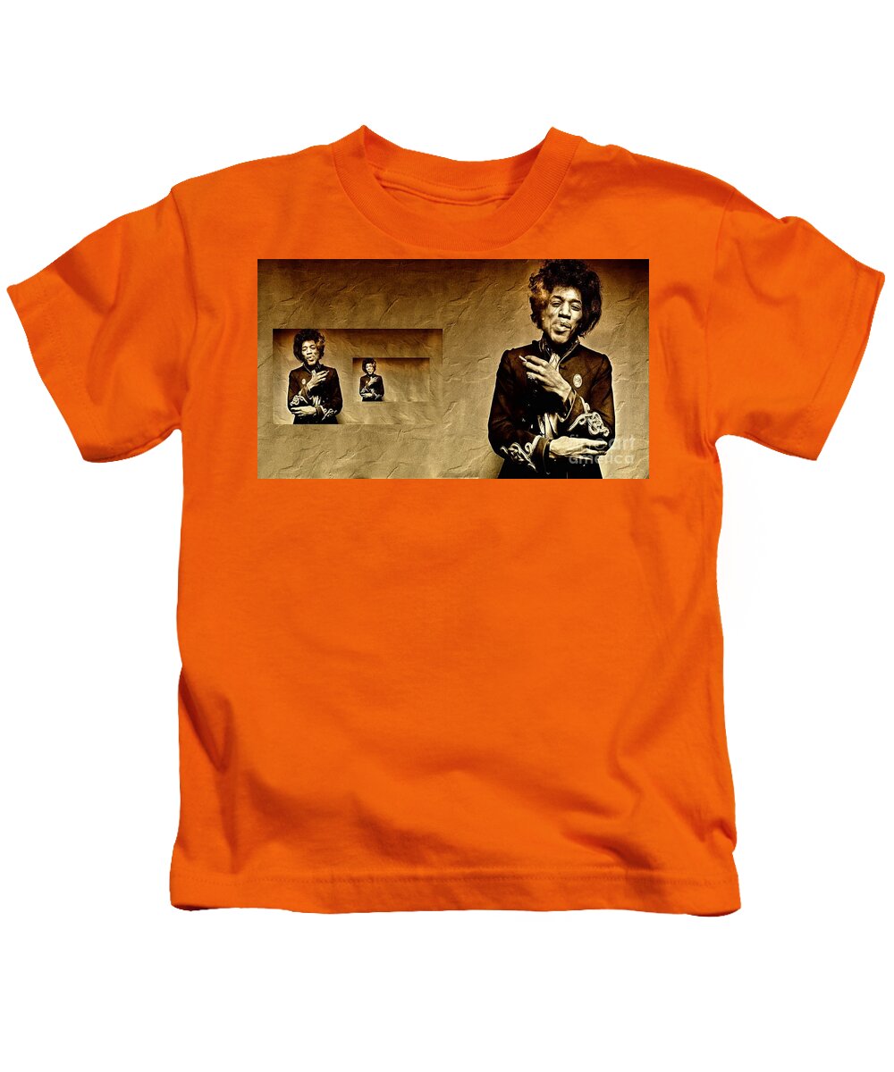 Jimi Hendrix Kids T-Shirt featuring the photograph Reflecting on Jimi Hendrix by Andrea Kollo