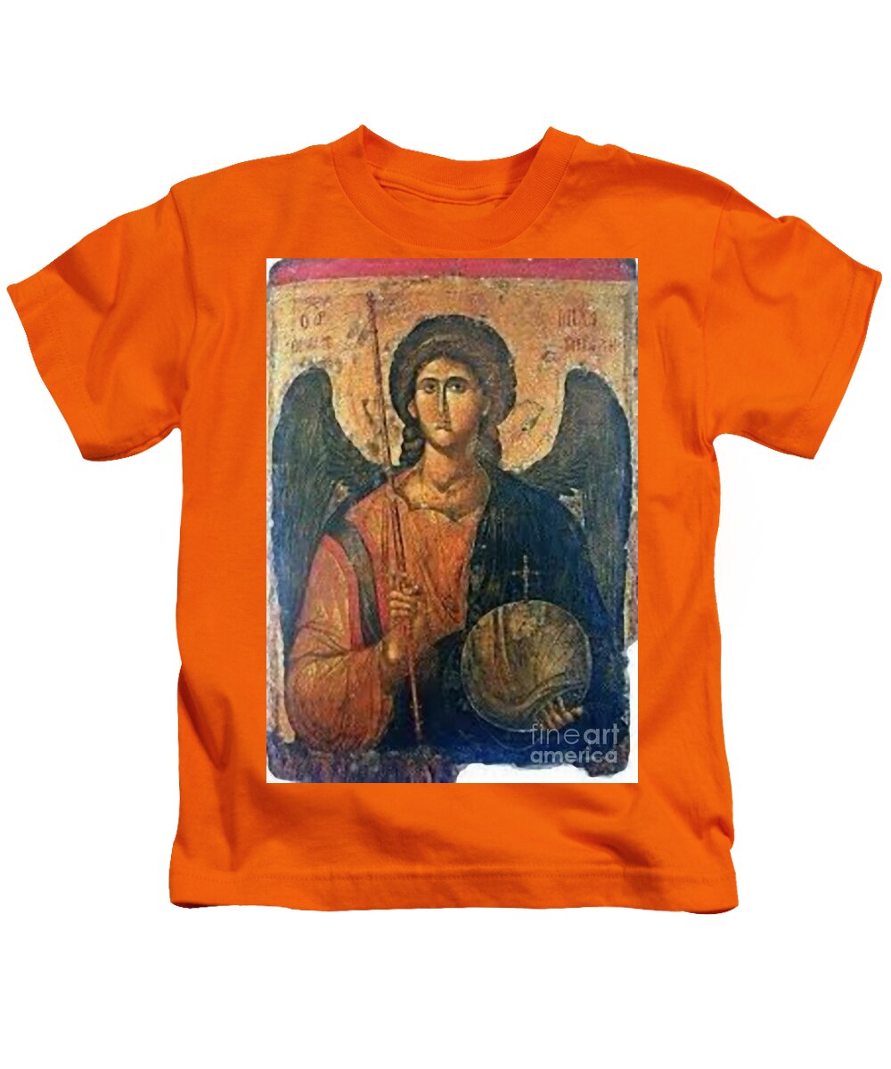 Warrior Kids T-Shirt featuring the painting Sanct Mikail by Matteo TOTARO