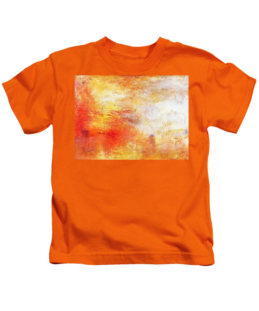 Joseph Mallord William Turner Kids T-Shirt featuring the painting Sun Setting Over A Lake by William Turner