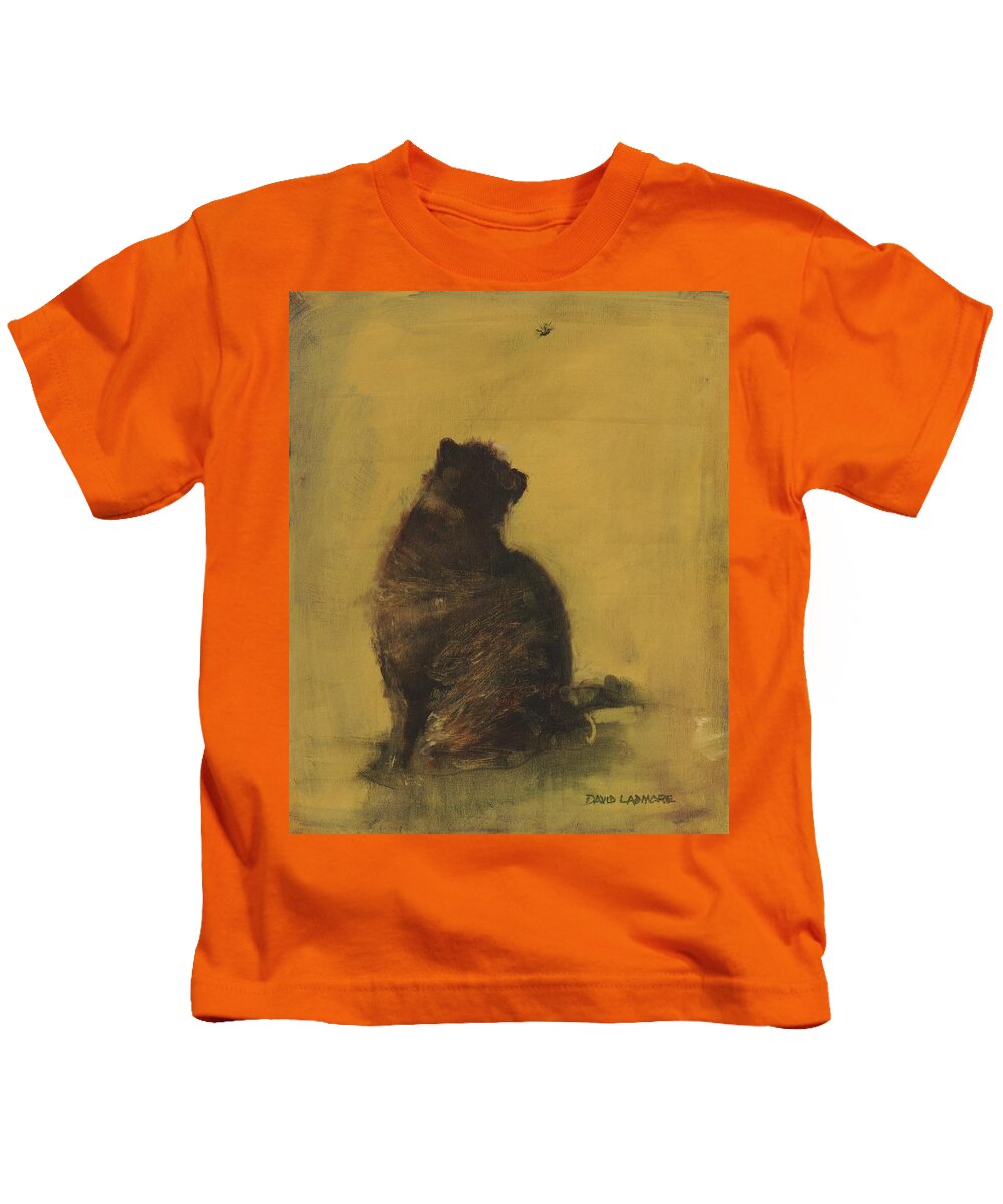 Cat Kids T-Shirt featuring the painting The Entomologist by David Ladmore
