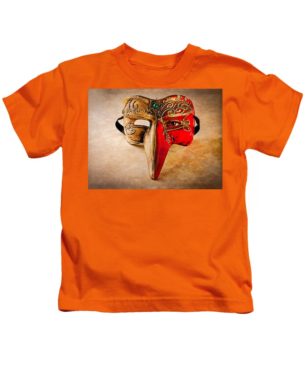 Mask Kids T-Shirt featuring the photograph The Mask on the floor by Bob Orsillo