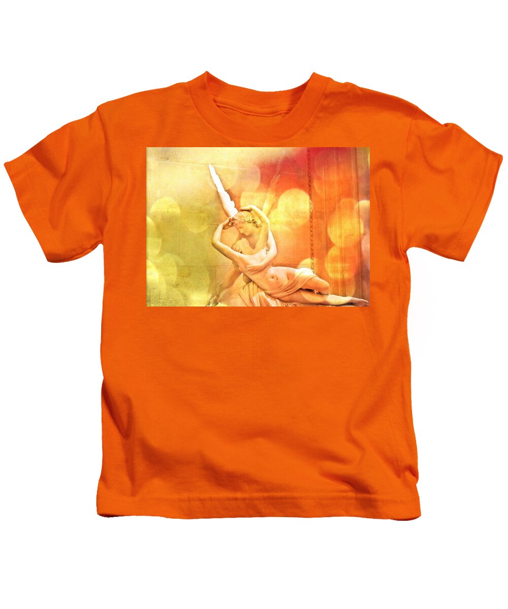 Psyche Revived By Cupid's Kiss Kids T-Shirt featuring the photograph Psyche Revived by Cupid's Kiss by Marianna Mills