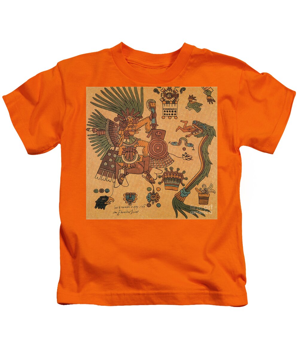 History Kids T-Shirt featuring the photograph Quetzalcoatl, Aztec Feathered Serpent by Photo Researchers