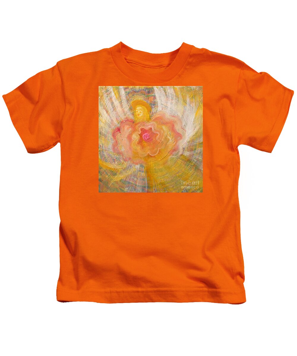 Angel Kids T-Shirt featuring the painting Flower Angel by Anne Cameron Cutri