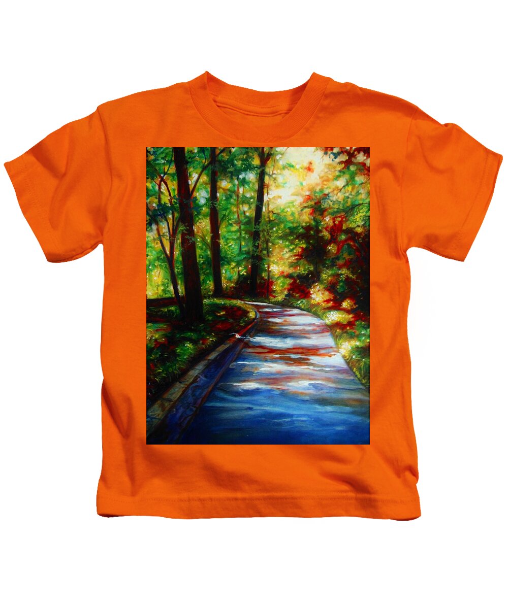Landscape Kids T-Shirt featuring the painting A Morning Walk #2 by Emery Franklin