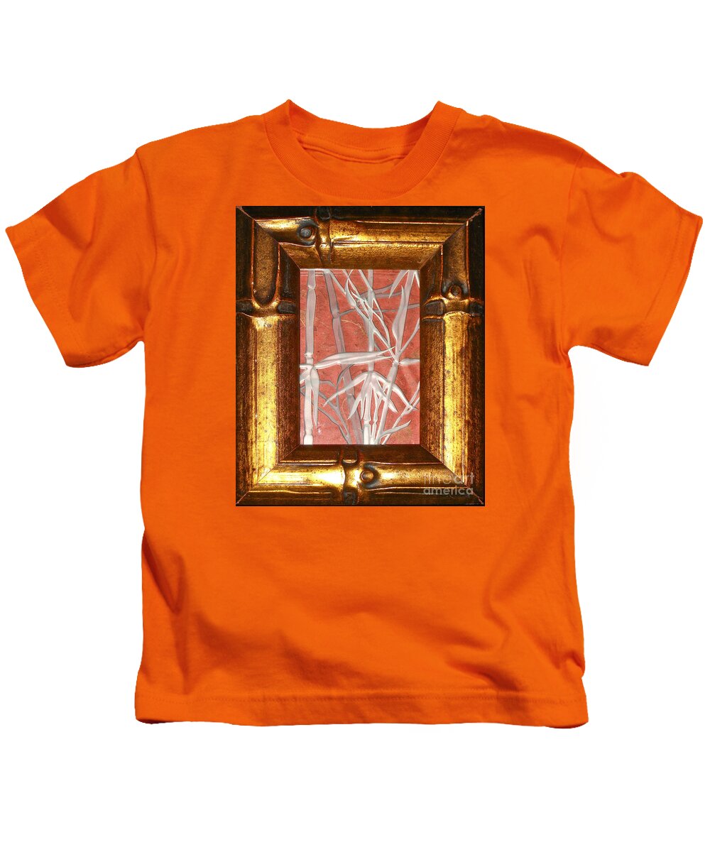 Red Kids T-Shirt featuring the glass art Golden Bamboo by Alone Larsen