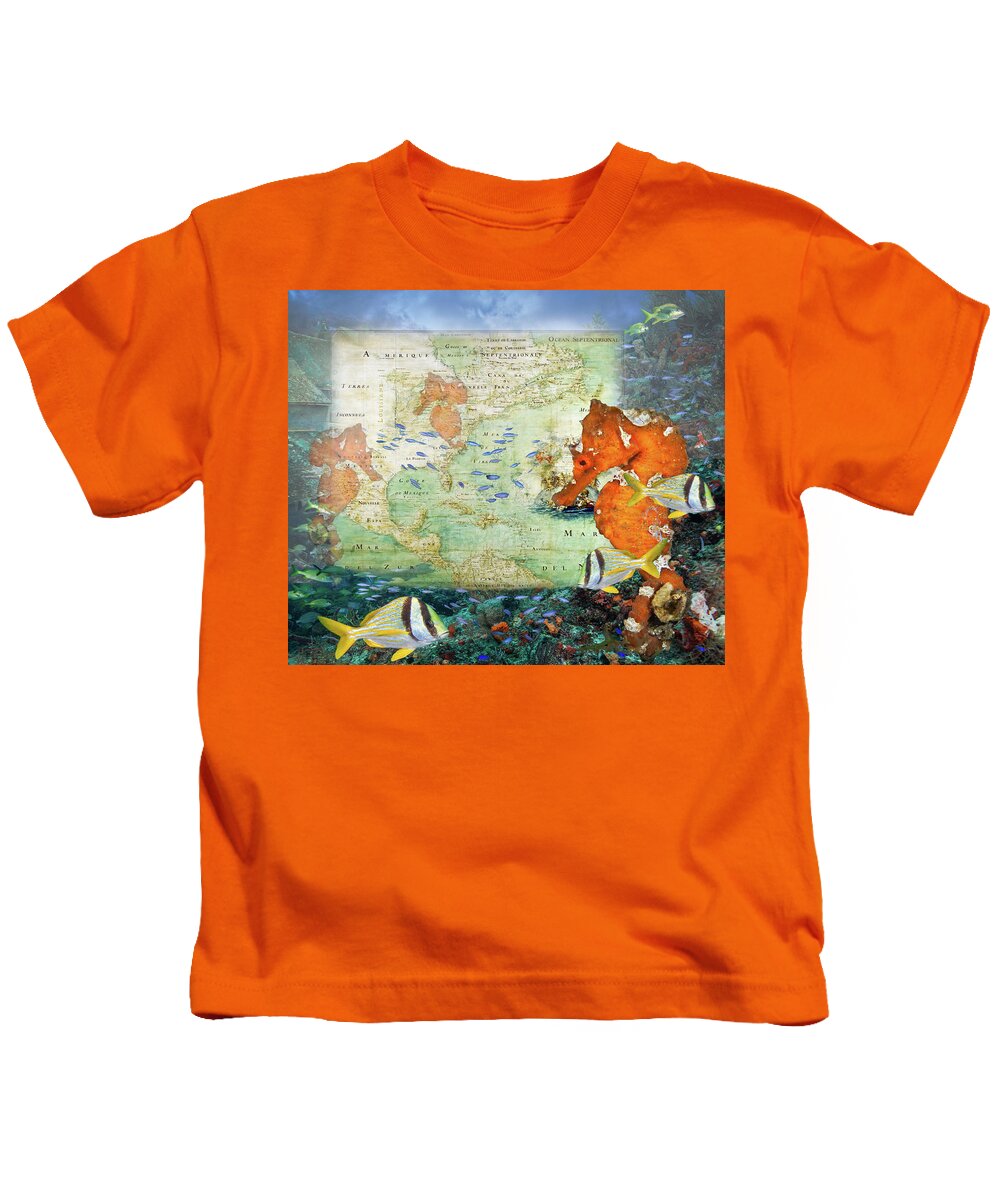 Atlantic Kids T-Shirt featuring the photograph Lost City Vintage Reef Map #1 by Debra and Dave Vanderlaan