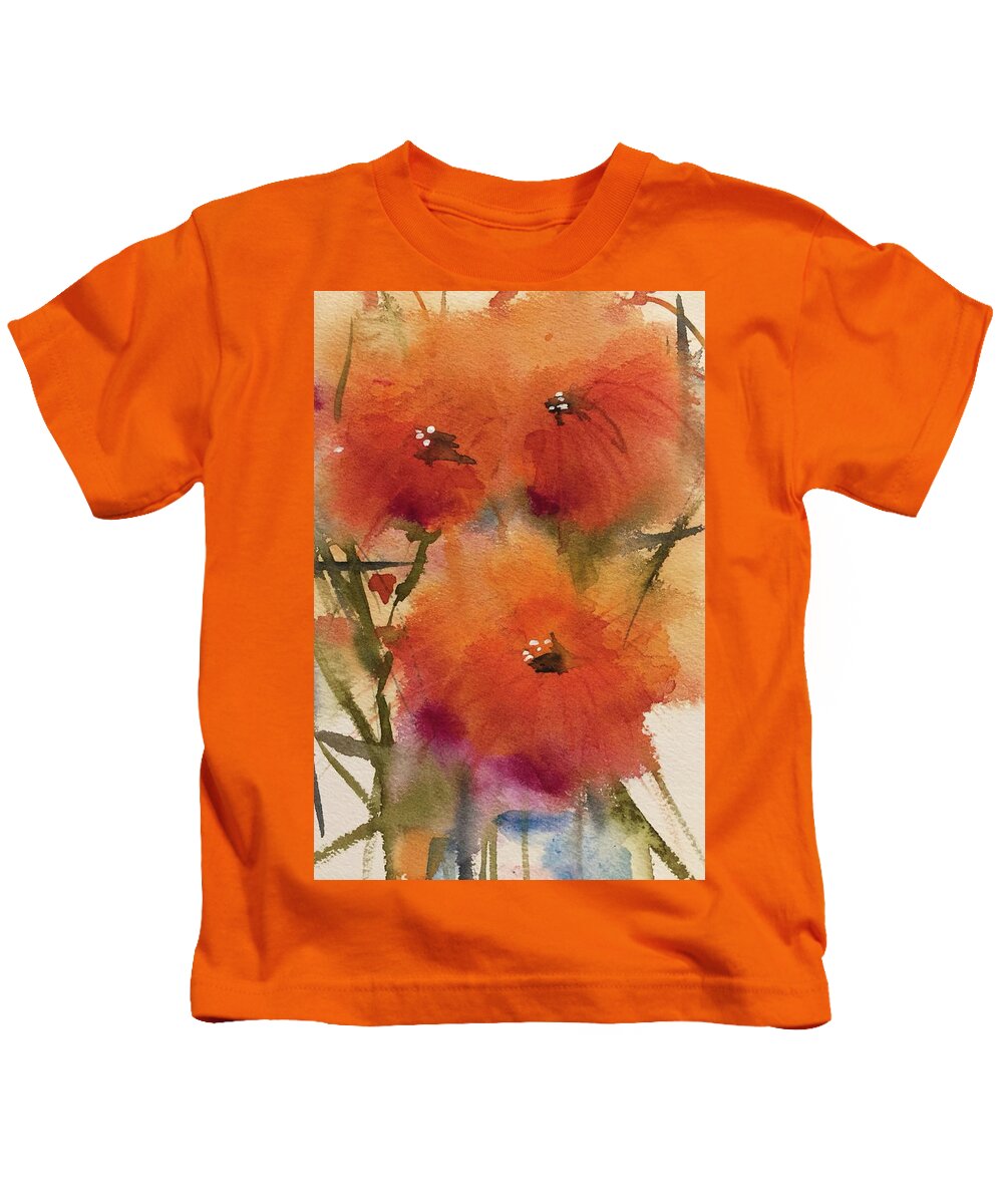 Flowers Kids T-Shirt featuring the painting Orange Bouquet by Bonny Butler