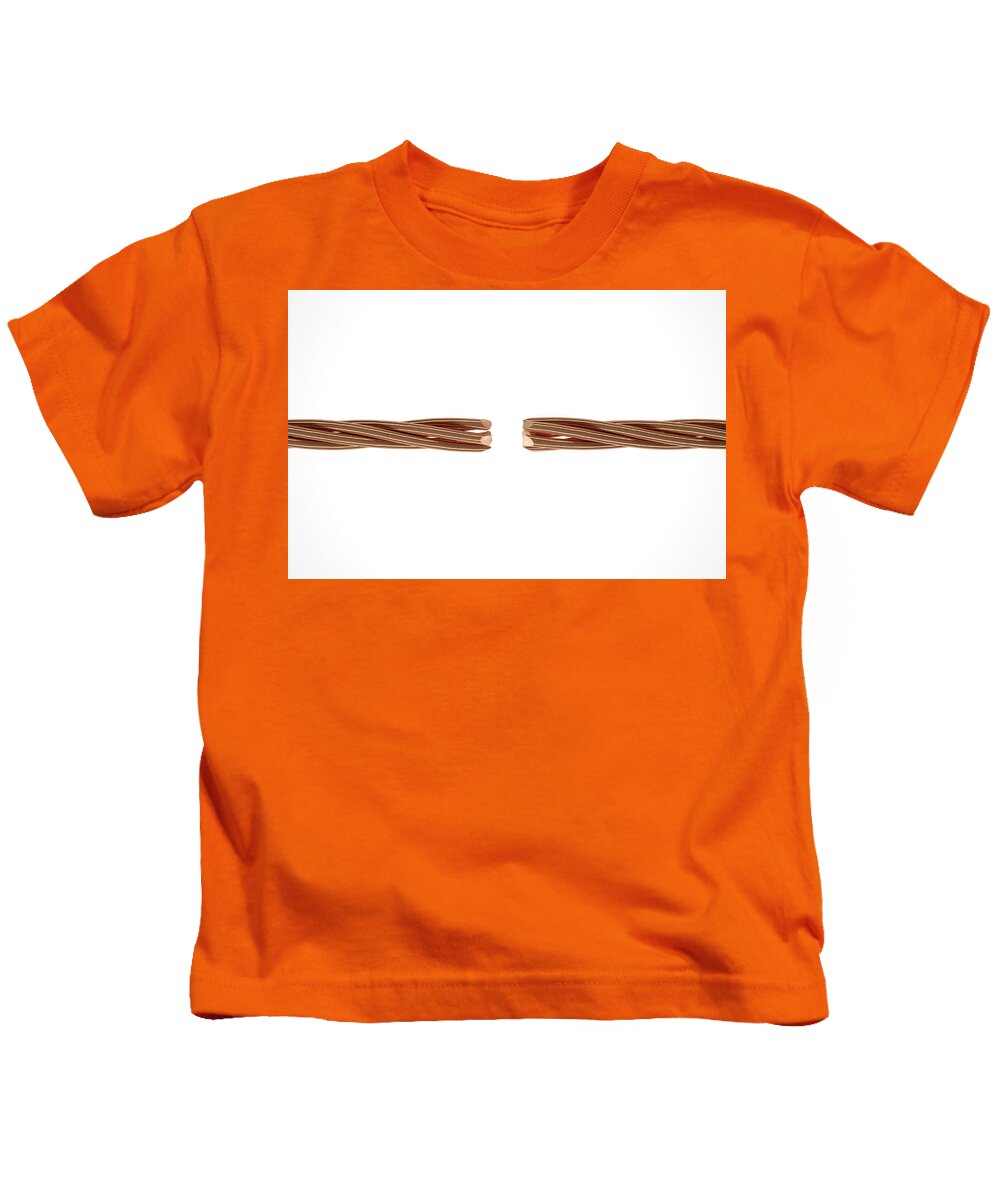 Copper Kids T-Shirt featuring the digital art Copper Wire Strands Disconnected #2 by Allan Swart