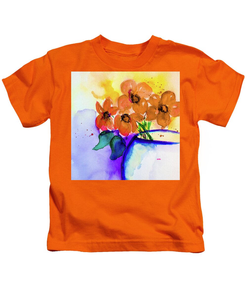Bouquet Kids T-Shirt featuring the mixed media colorful Bouquet #4 by Britta Zehm