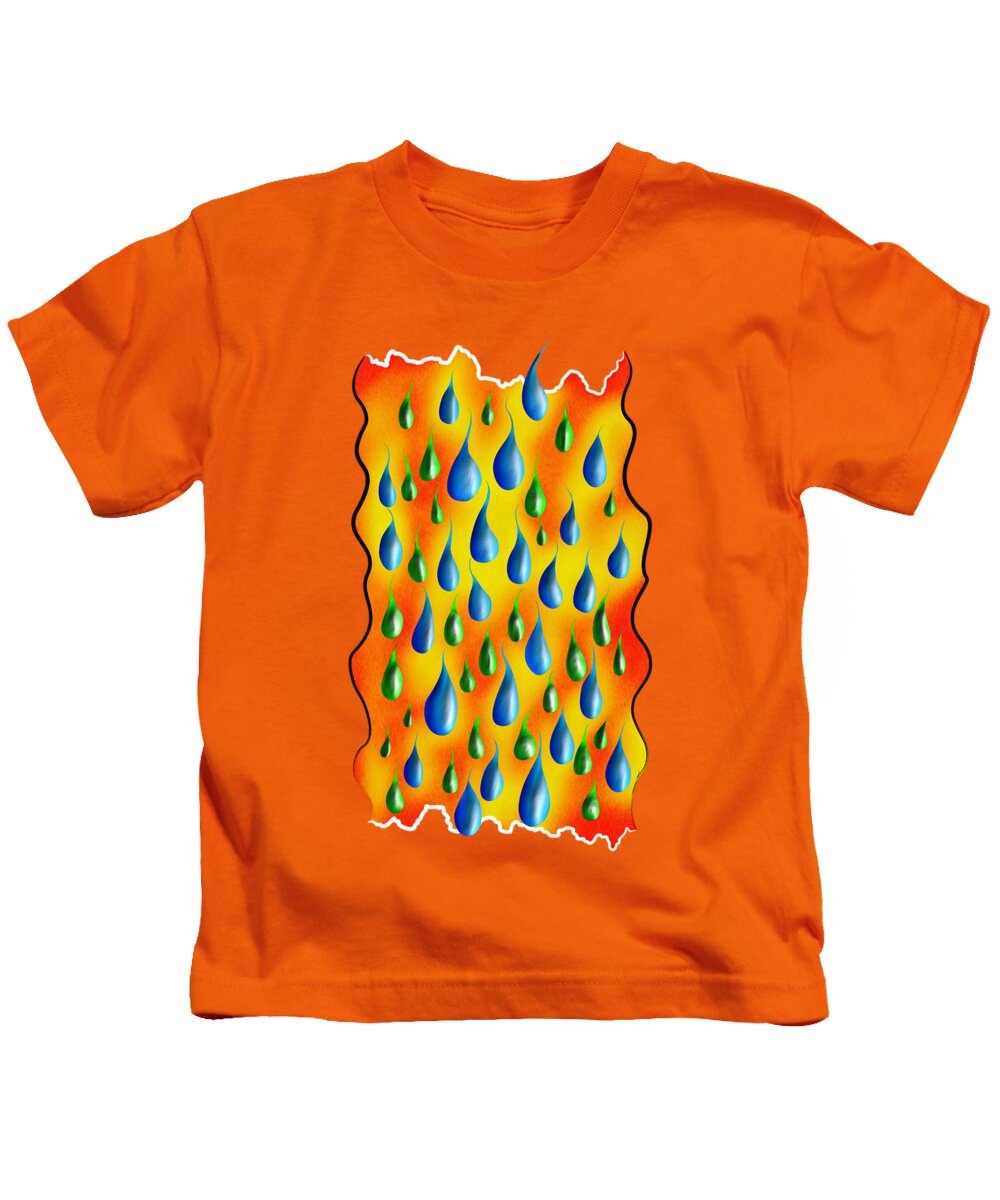 Drop Kids T-Shirt featuring the painting Greoforio V3 - pure rain by Cersatti