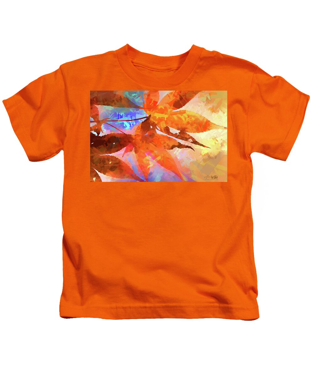 Leaves Kids T-Shirt featuring the digital art Autumn Leaves Abstract by Barry Wills