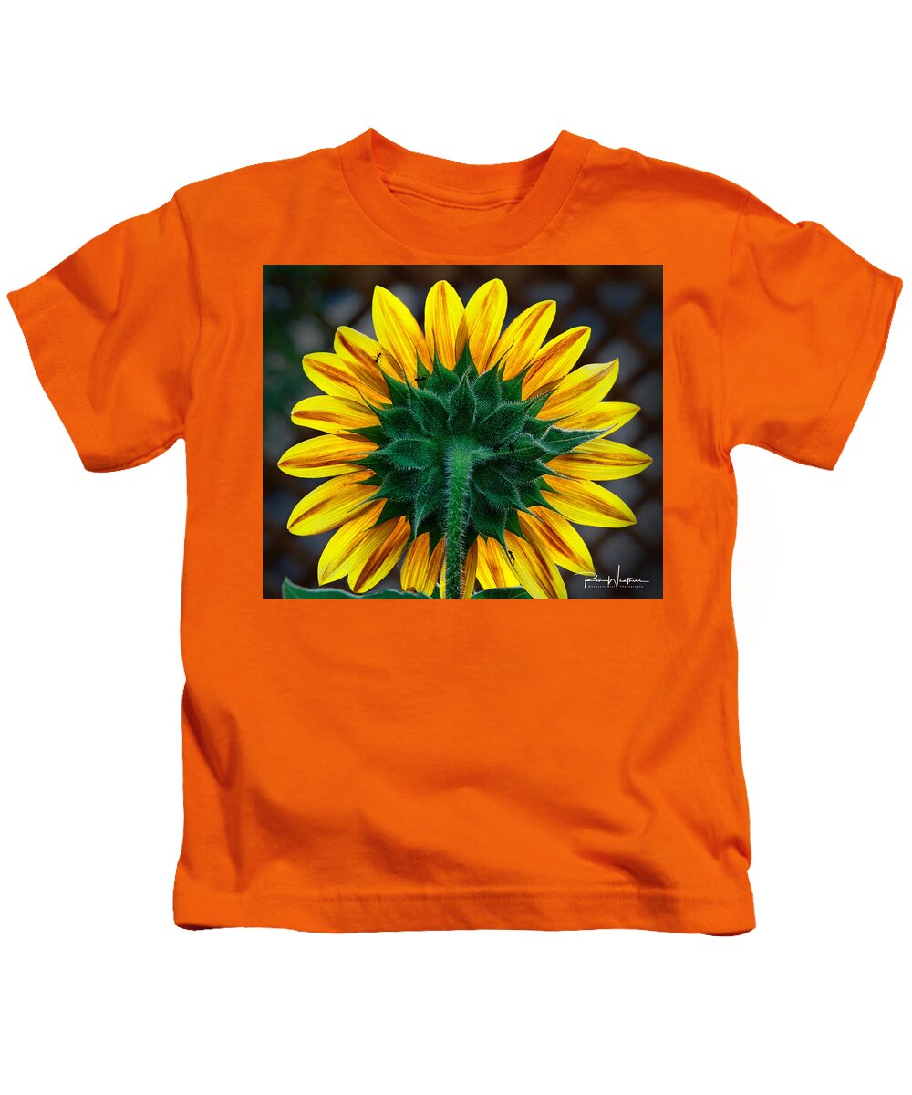 Sunflower Kids T-Shirt featuring the photograph Back Of Sunflower by Ron Weathers