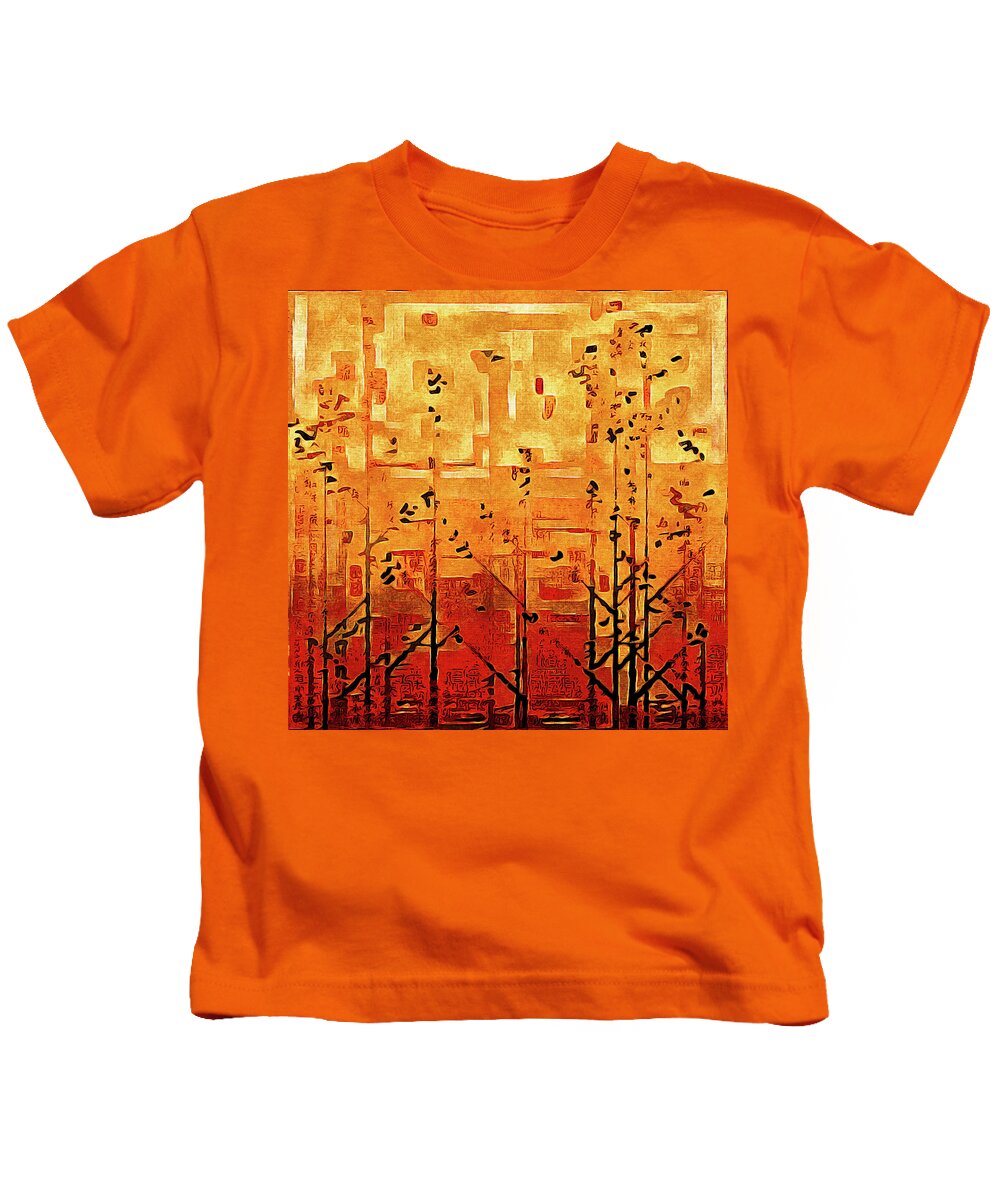 Bamboo Kids T-Shirt featuring the painting Bamboo by Susan Maxwell Schmidt