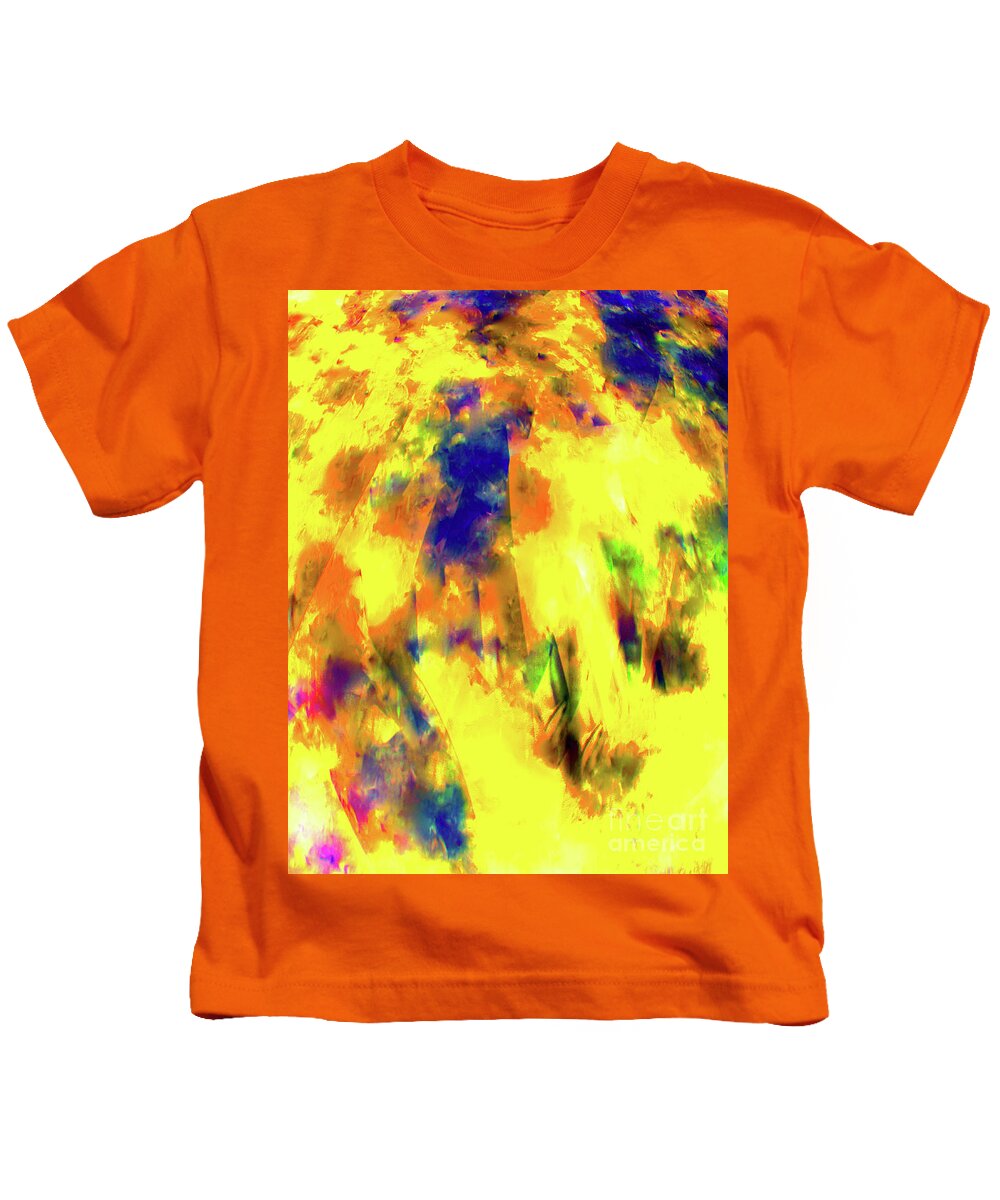 Painting-abstract Acrylic Kids T-Shirt featuring the painting Beautiful Colors With Painted Window by Catalina Walker