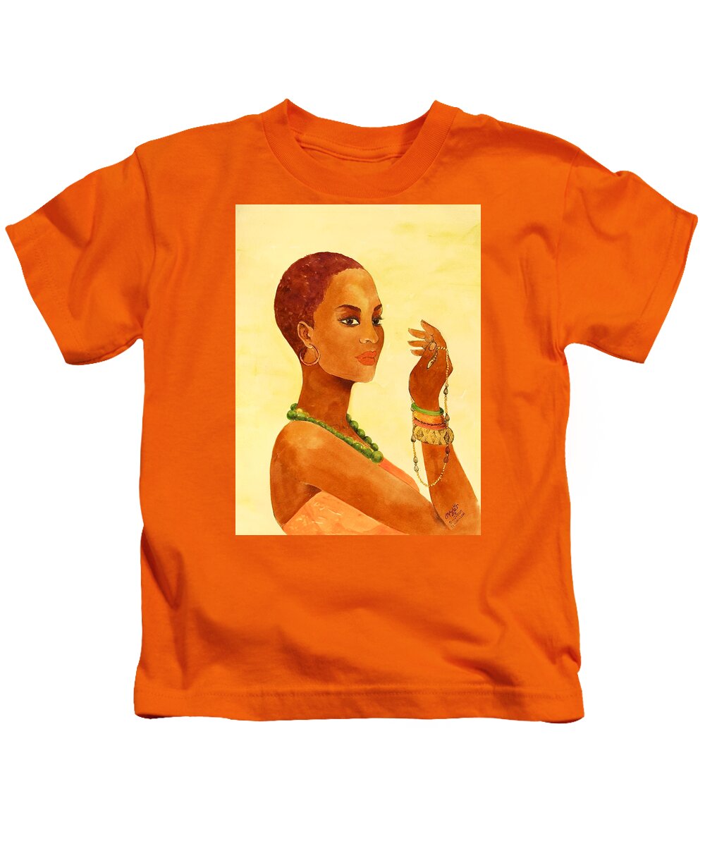 Mahlet Kids T-Shirt featuring the painting Beauty Stance by Mahlet