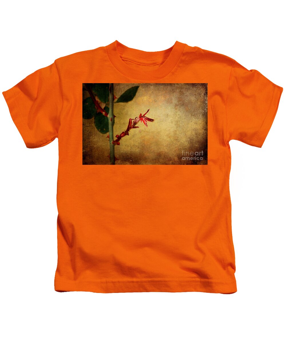 Digital Art Kids T-Shirt featuring the photograph Becomes the Rose by Ellen Cotton