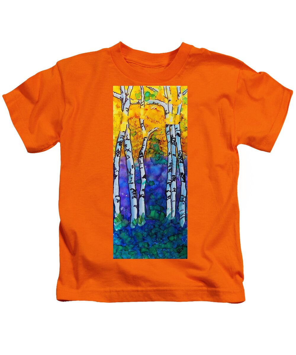 Trees Kids T-Shirt featuring the painting Birch - 248 by Catherine Van Der Woerd
