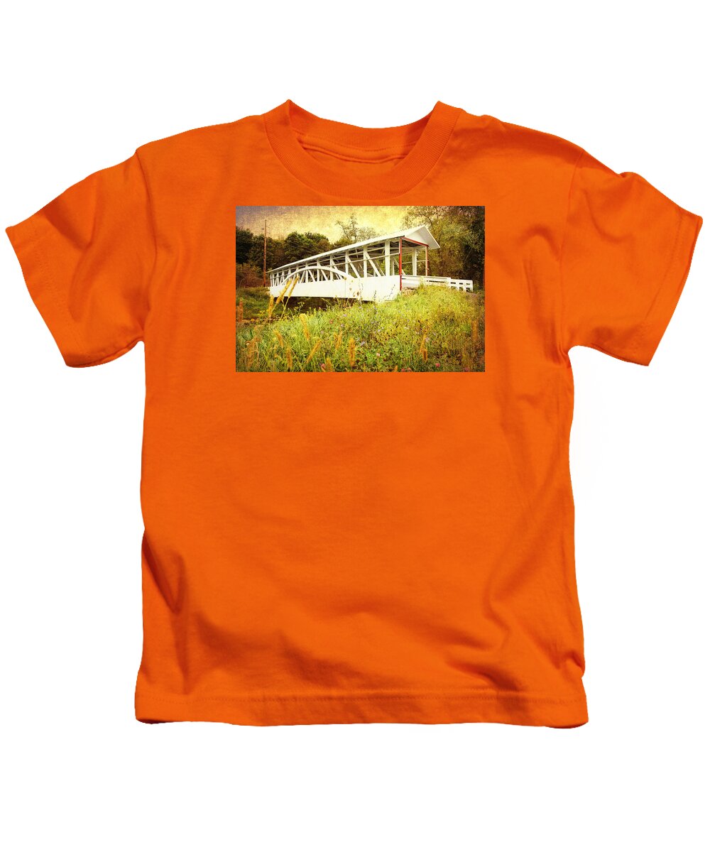 Bridges Kids T-Shirt featuring the photograph Bowser Covered Bridge by Trina Ansel