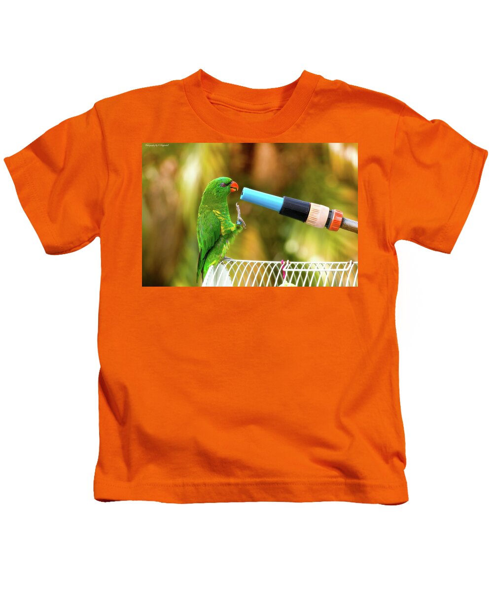 Scaly Breasted Lorikeet Kids T-Shirt featuring the photograph Brig it on 0001 by Kevin Chippindall