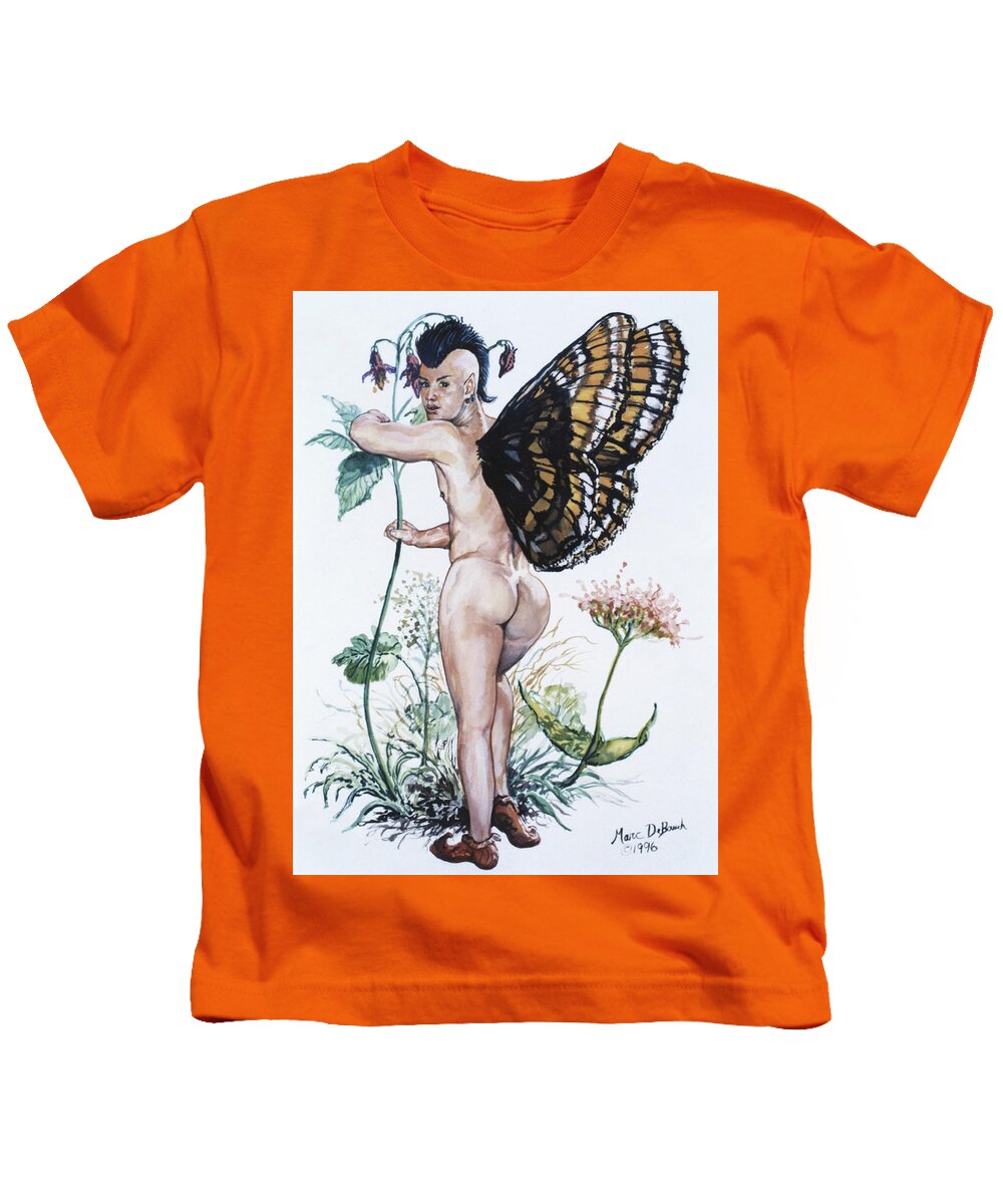 Fairy Kids T-Shirt featuring the painting Bubble Butt Fairy by Marc DeBauch