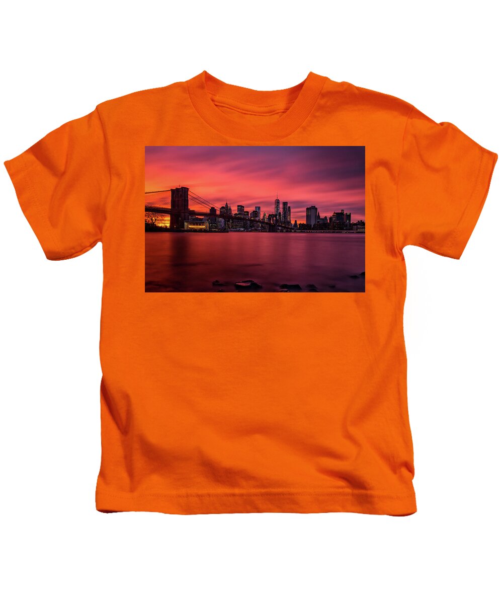 New York City Kids T-Shirt featuring the photograph Burning NYC by Raf Winterpacht