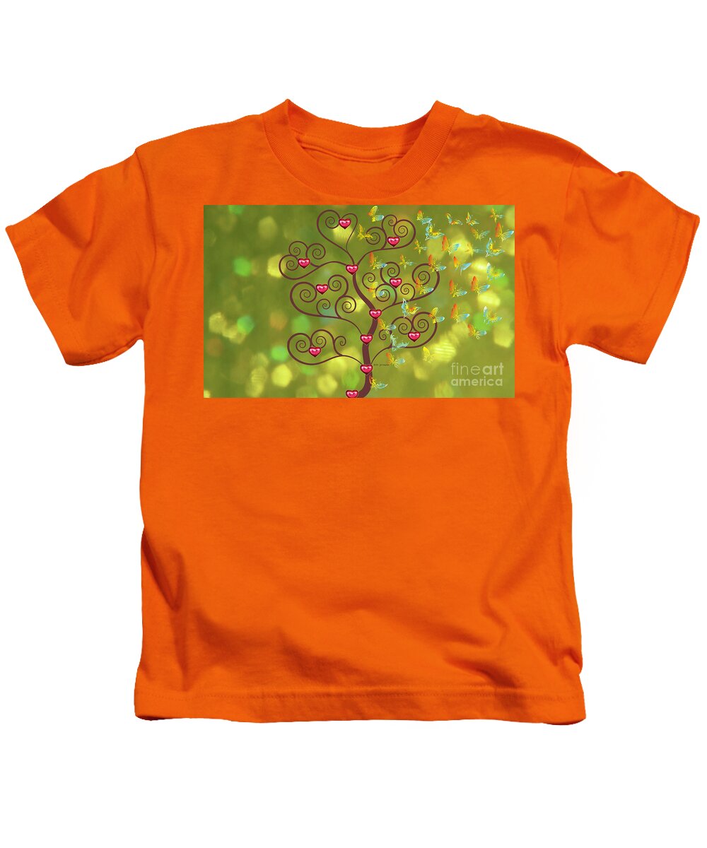 Tree Of Hearts Kids T-Shirt featuring the digital art Butterfly of Heart Tree by Kim Prowse