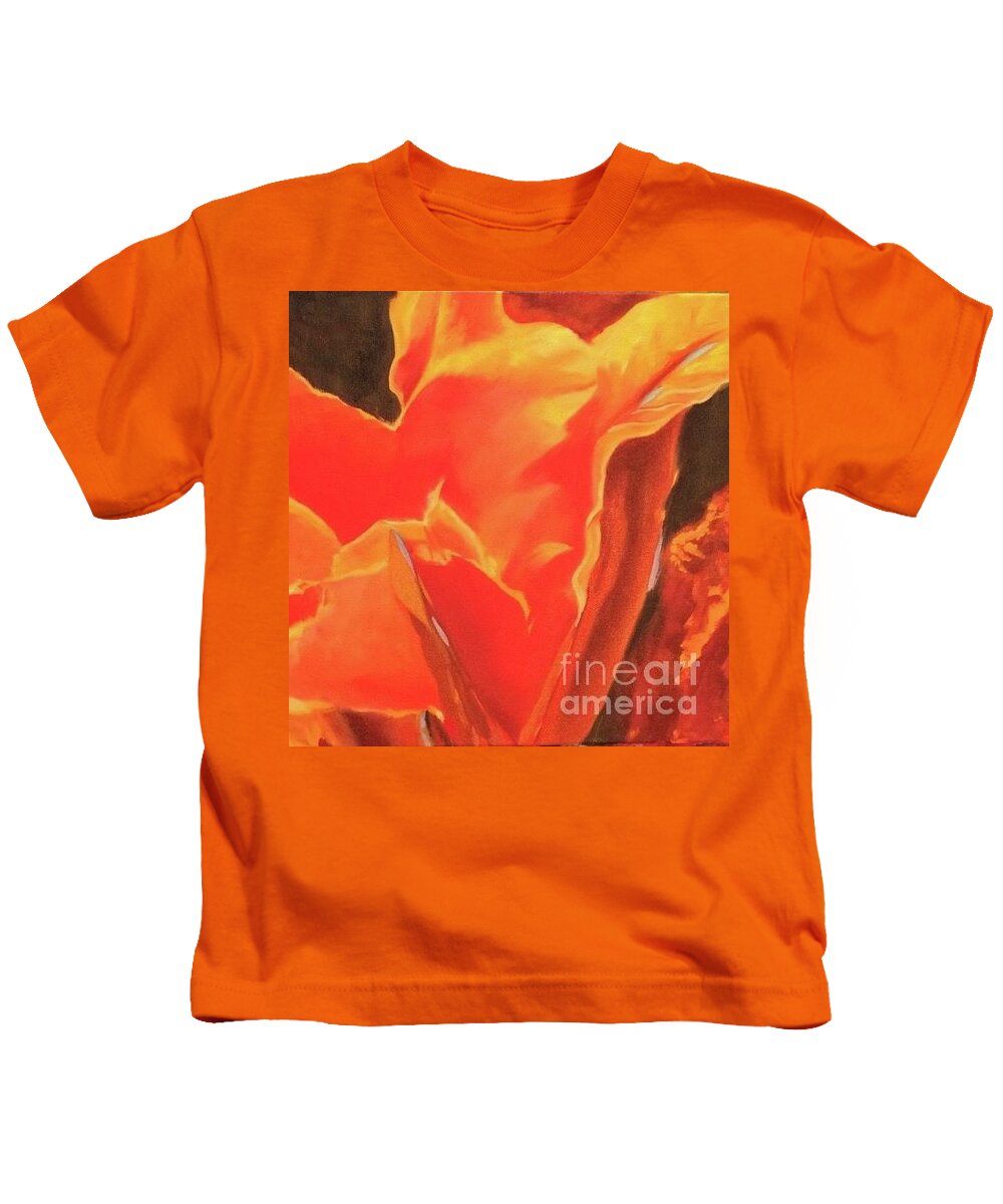 Floral Abstract Kids T-Shirt featuring the painting Canna by Kathleen Irvine