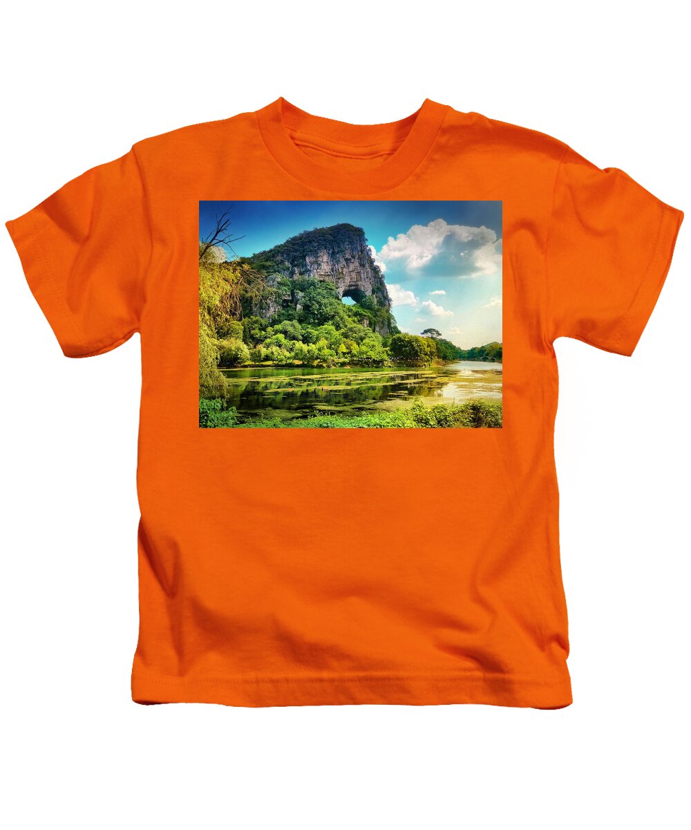 China Kids T-Shirt featuring the photograph China Guilin landscape scenery photography-14 by Artto Pan