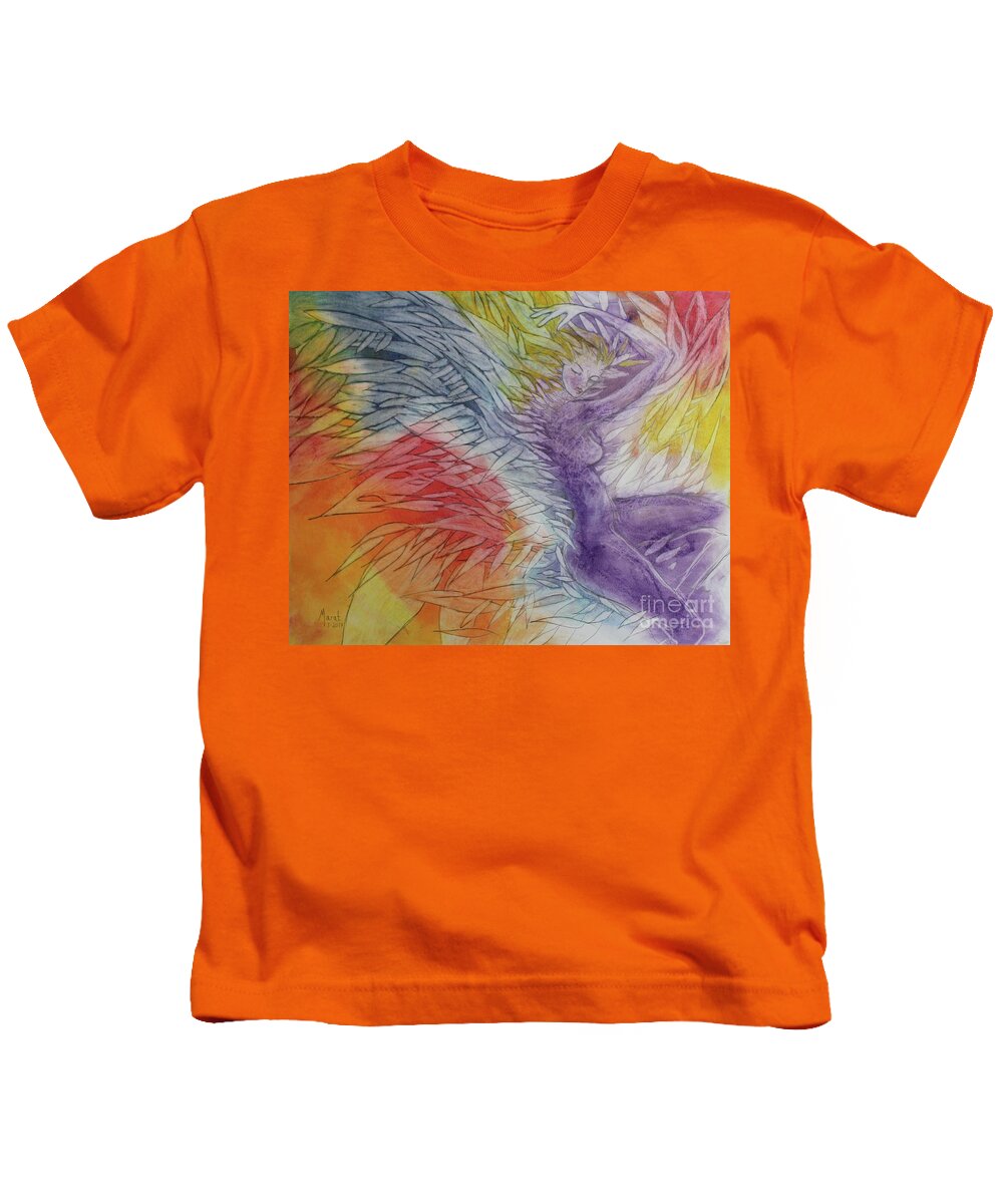 Northernlights Kids T-Shirt featuring the drawing Color Spirit by Marat Essex