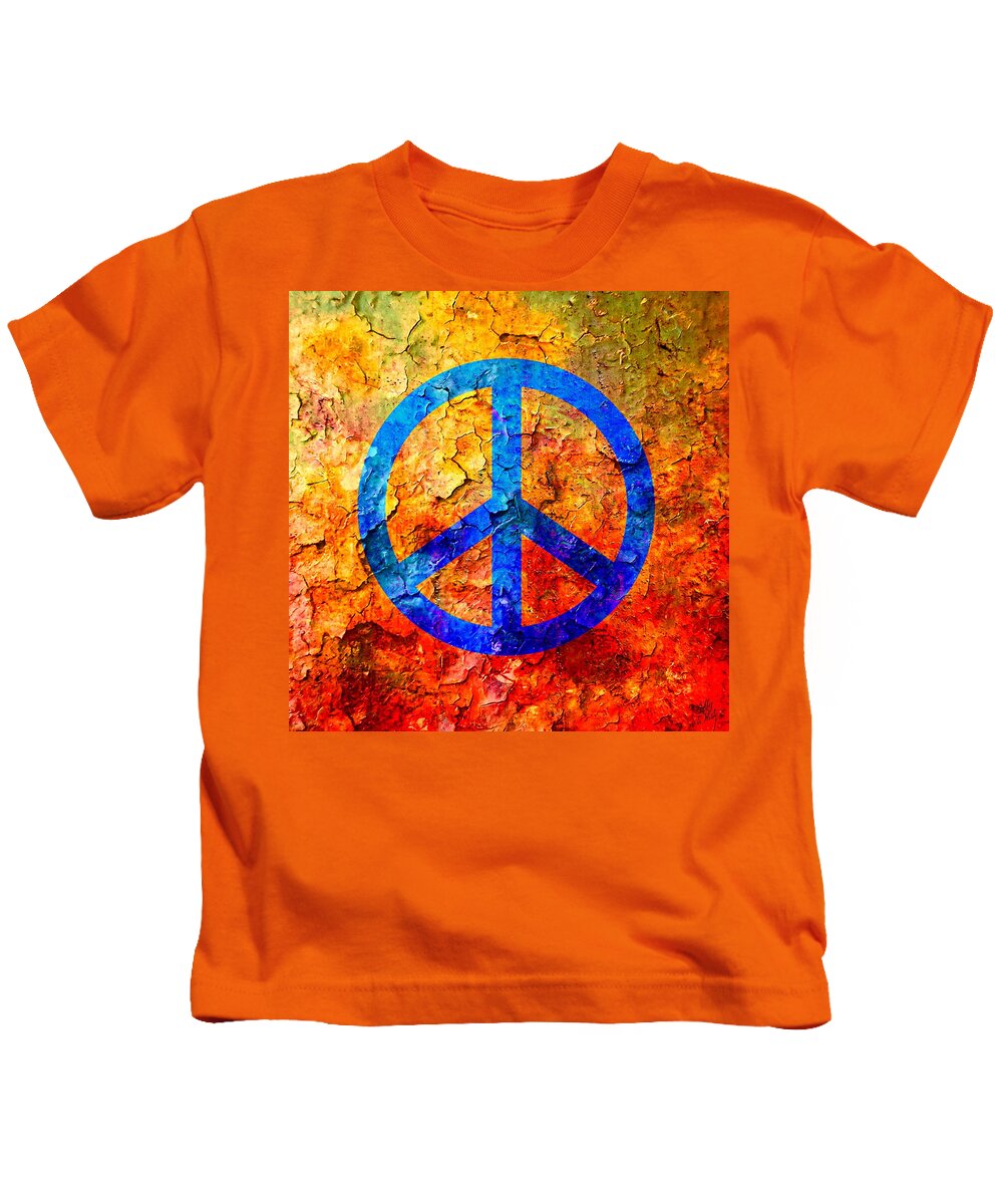 Peace Sign Kids T-Shirt featuring the mixed media Cracked Peace by Ally White