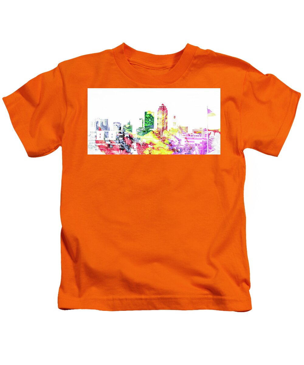 Cityscape Kids T-Shirt featuring the photograph Des Moines Iowa Cityscape 2 by Pamela Williams