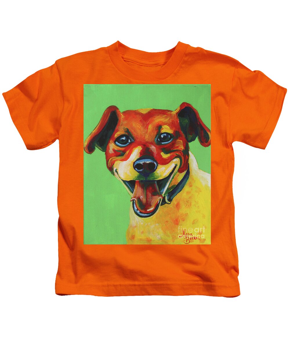 Dog Kids T-Shirt featuring the painting Disco by Sara Becker
