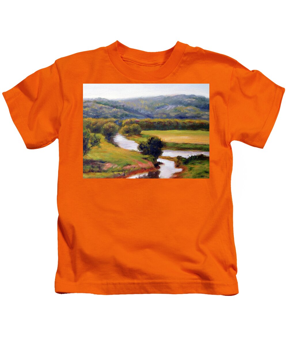 Riverscape Kids T-Shirt featuring the painting Diversion by Marie Witte