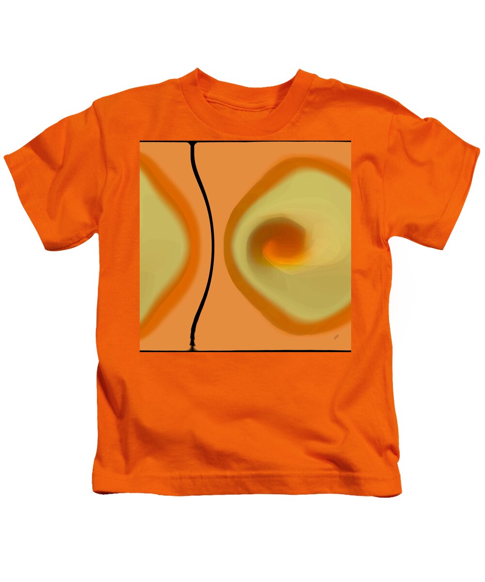 Orange Abstract Kids T-Shirt featuring the digital art Egg On Broken Plate by Ben and Raisa Gertsberg