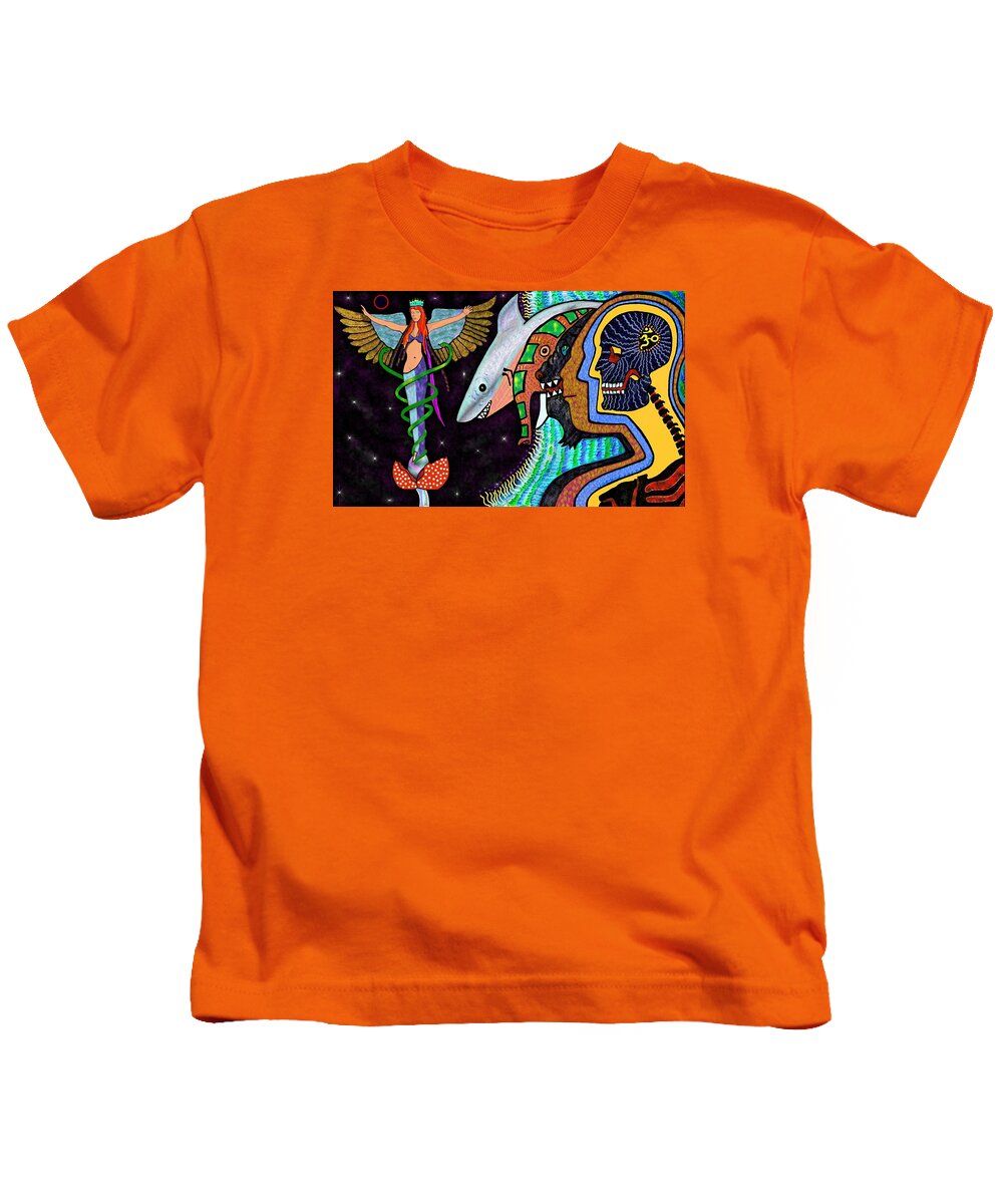 Visionary_art Kids T-Shirt featuring the painting Eternal Web of Consciousness by Myztico Campo