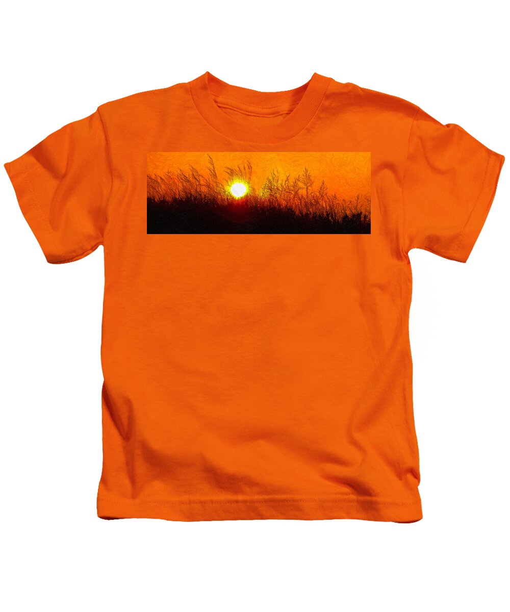 Landscape Kids T-Shirt featuring the photograph Evening Dunes impasto by Steve Harrington