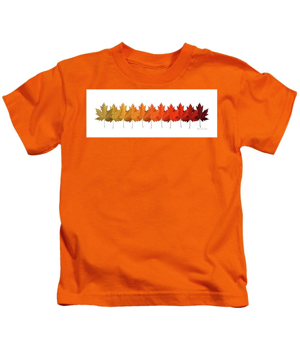 Fall Kids T-Shirt featuring the digital art Fall Leaf Lineup by Dave Lee