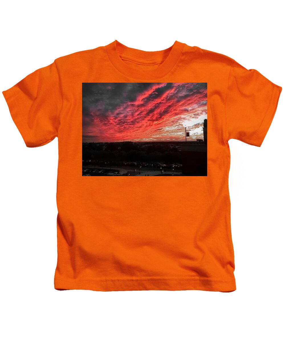 Sky Kids T-Shirt featuring the photograph Fire in the Sky by Chris Montcalmo