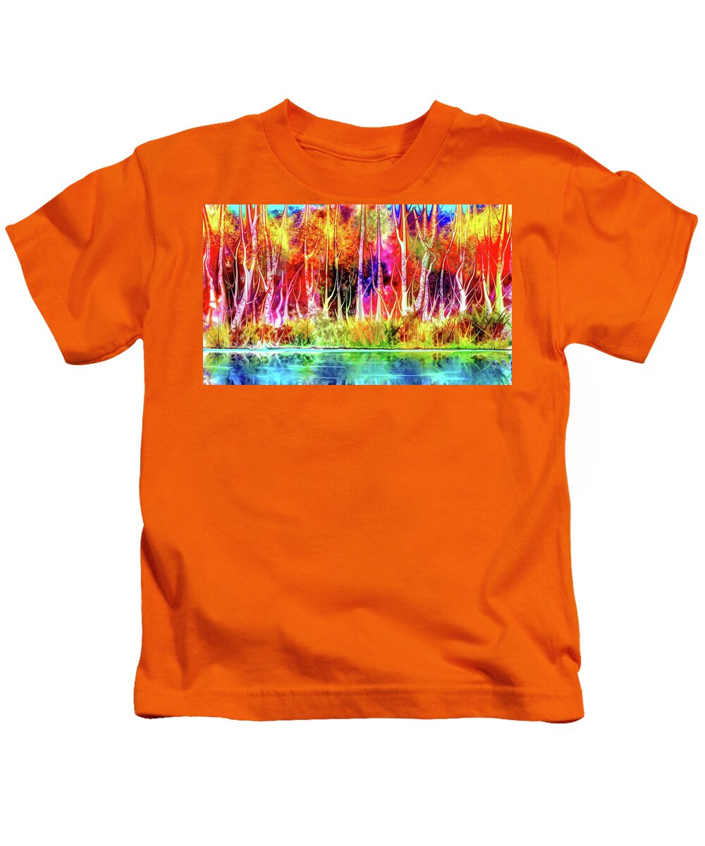 Stream Kids T-Shirt featuring the digital art Forest stream by Darren Cannell