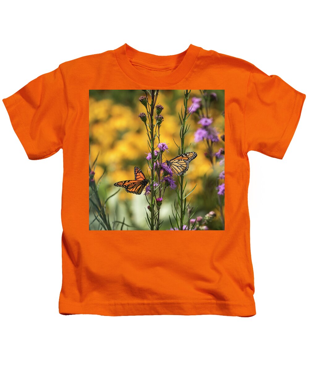 Monarch Butterflies Kids T-Shirt featuring the photograph Gardeners Dream by Thomas Young