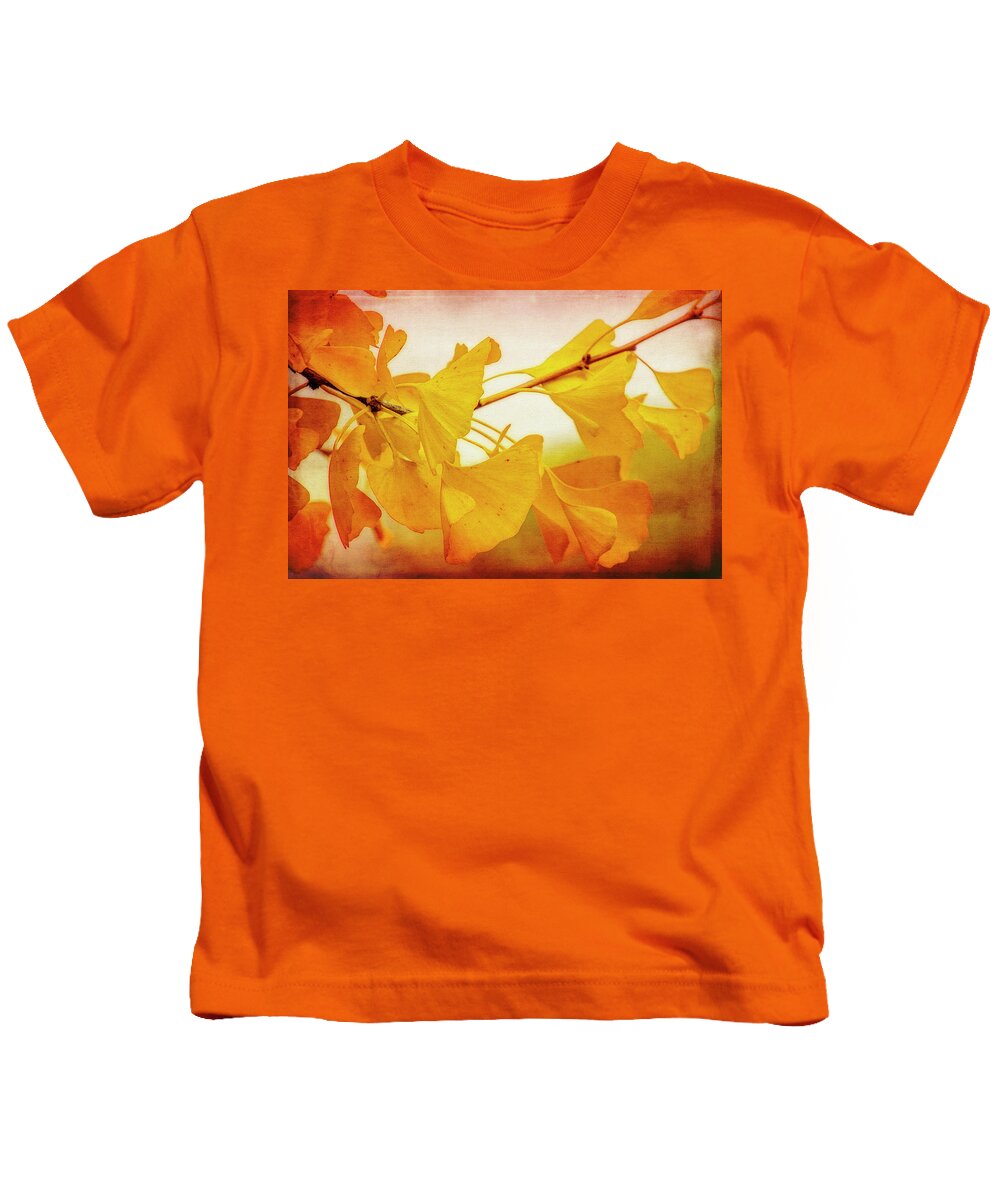 Photography Kids T-Shirt featuring the digital art Ginkgo Glory by Terry Davis