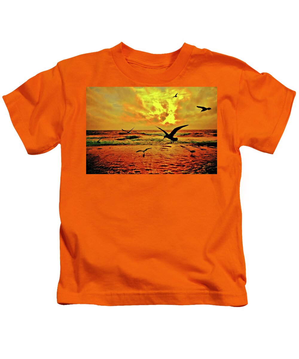 Seashore Kids T-Shirt featuring the photograph Gulls at Dawn by Bill Jonscher