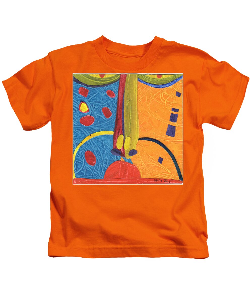 Mixed Media Kids T-Shirt featuring the painting Hu Face 3 by Petra Rau