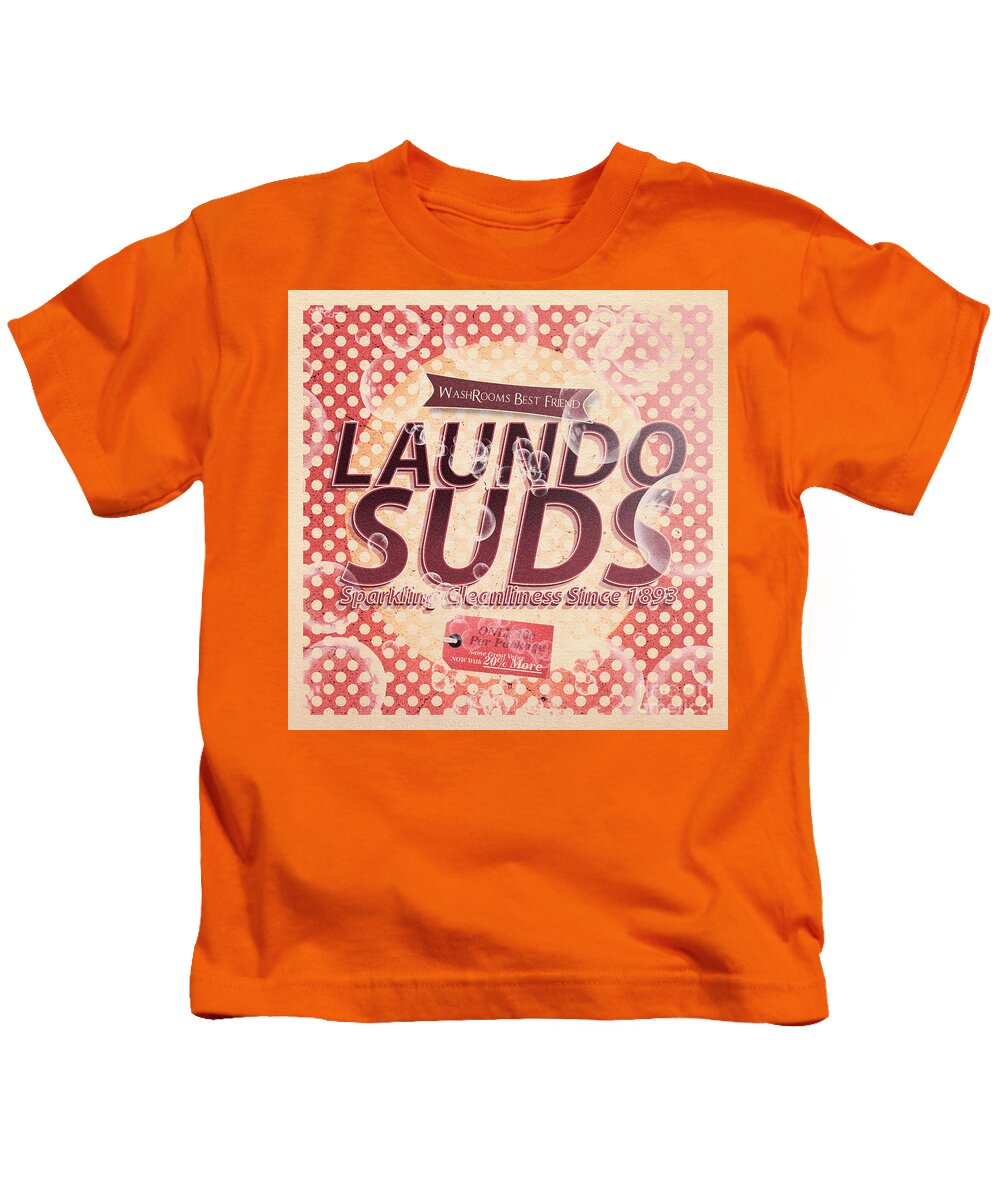 Tin Sign Kids T-Shirt featuring the digital art Laundo Soap Suds Advertising by Jorgo Photography