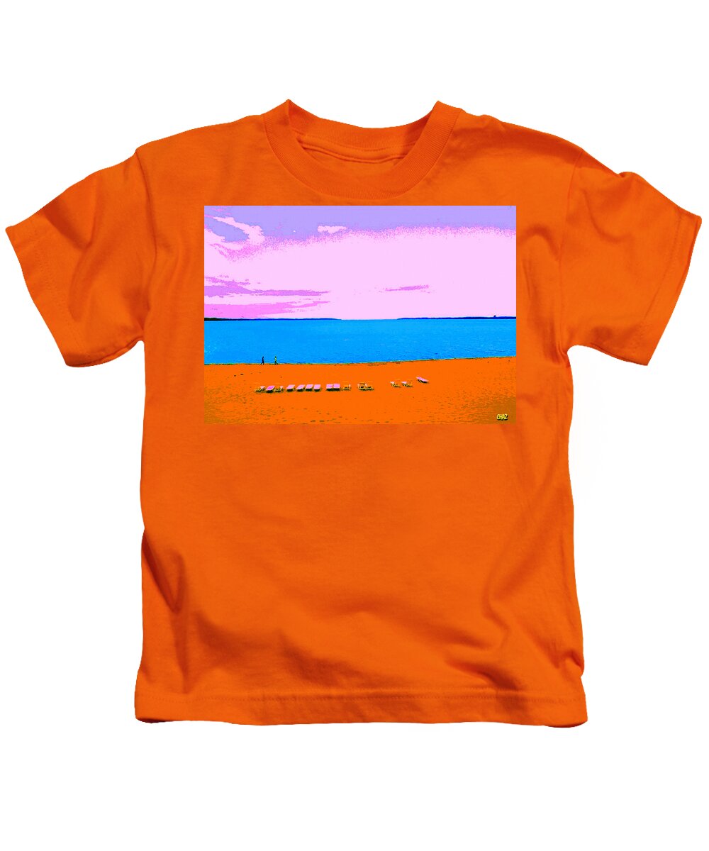 Seaside Kids T-Shirt featuring the painting Lounge Chairs on the Beach by CHAZ Daugherty