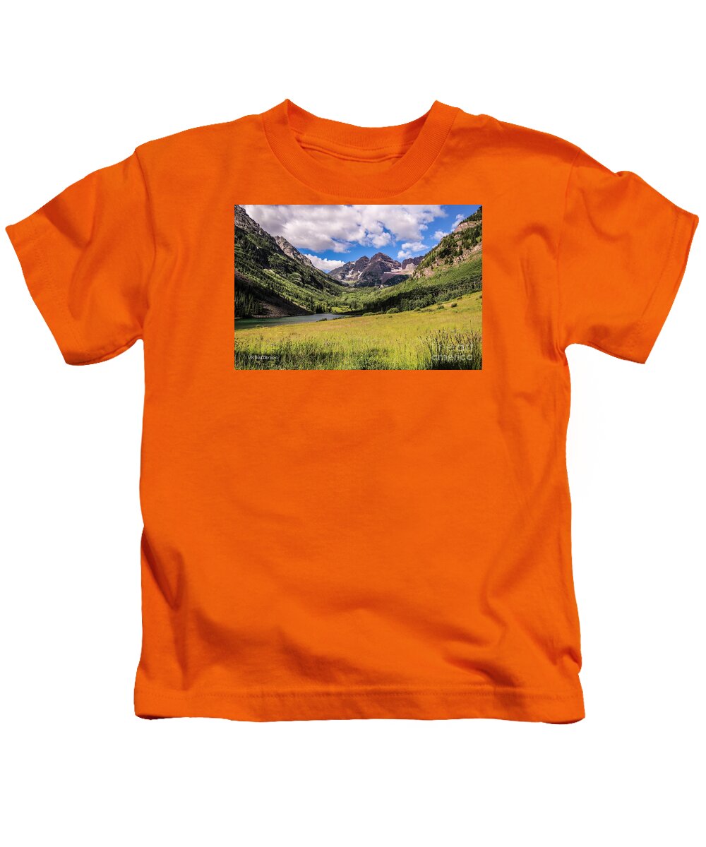 Maroon Bells Kids T-Shirt featuring the photograph Maroon Bells by Veronica Batterson